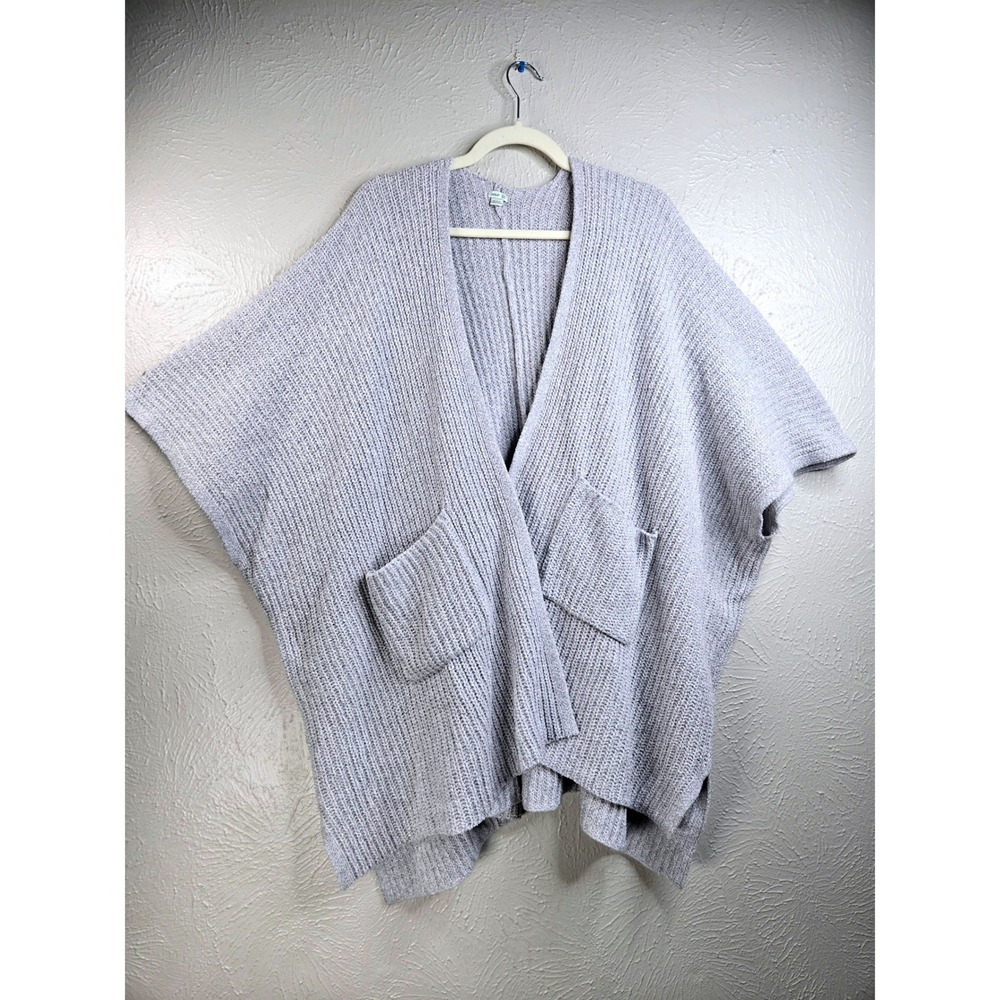 Aerie Shawl Collar Cardigan XS/S Light Gray Ribbed Knit Oversized Open Sweater
